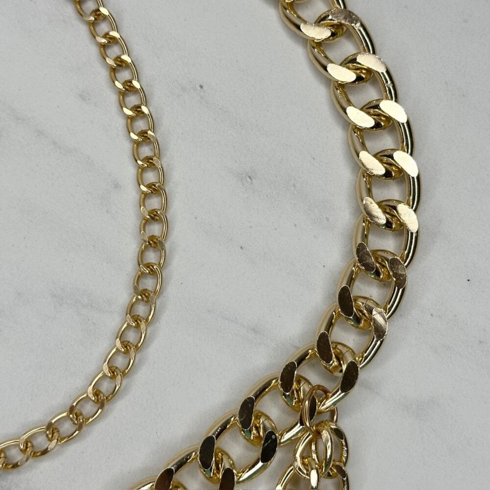 Womens Gold Tone Draped Multi Chain Belt Coin Charm One Size (OS) ✨ - Picture 13 of 16